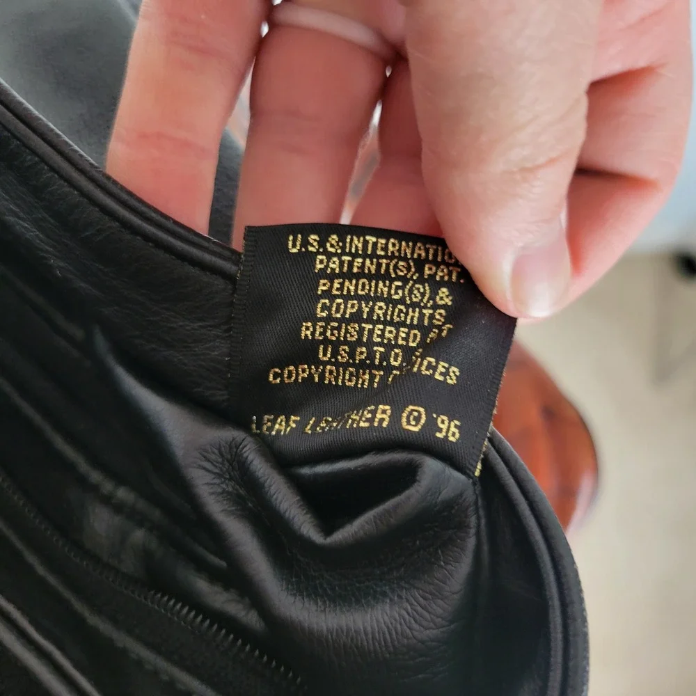 Leaf‎ Leather Inc. Genuine Leather Crossbody Bucket Bag Black Brown Vintage